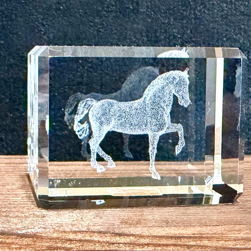 Vintage Laser etched horse crystal